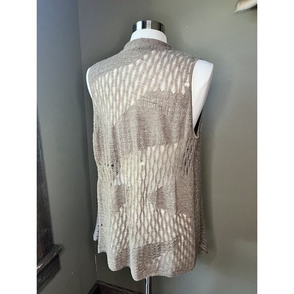 Eileen Fisher Womens Large Brown 100% Baby Alpaca Open Knit Drape Vest - Picture 4 of 7